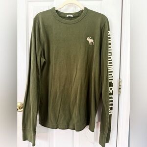 Abercrombie & Fitch Y2K Stylish Green Crew Neck Top with Logo size XL